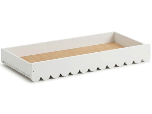 Szuflada do łóżeczka niemowlęcego 120x60 na prowadnicy biała z falbana