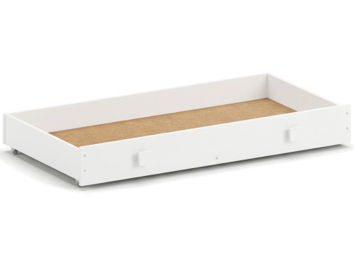 Szuflada do łóżeczka niemowlęcego 140x70 na gumowanych kółeczkach biała z uchwytami w kształcie kwadratów